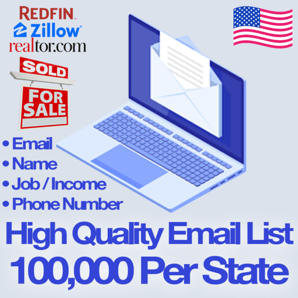 realtor zillow redfin realtor customer email list leads 100000 per state verified